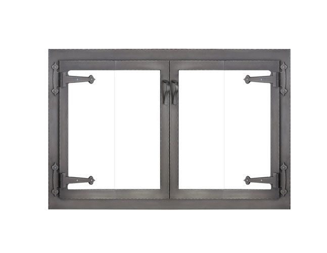 Hammered Edge Masonry Glass Fireplace Door