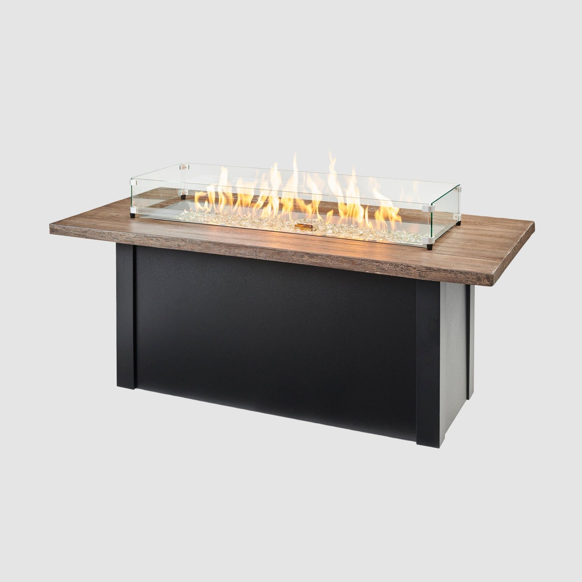 Havenwood Linear Gas Fire Pit Table With Glass Wind Guard