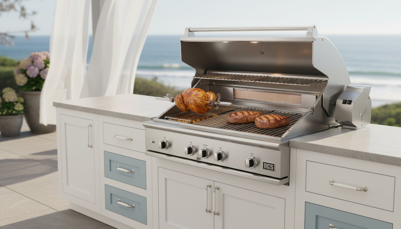 High-end DCS Series 9 Evolution built-in grill in a modern outdoor kitchen