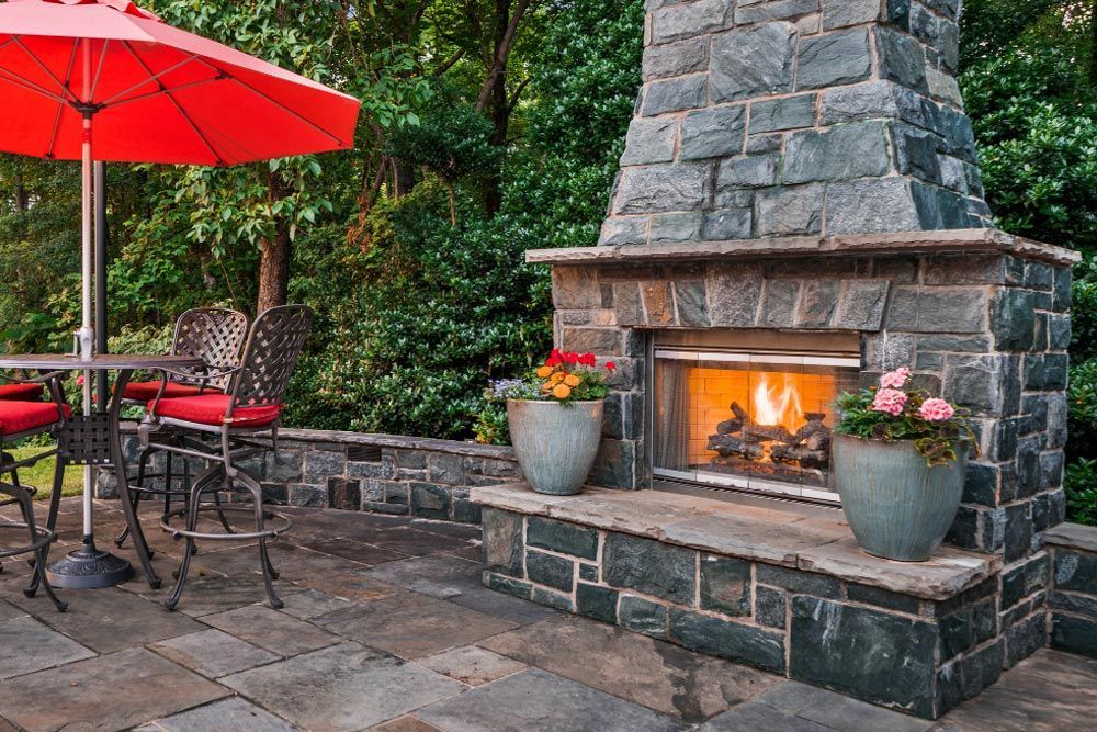 Outdoor Fireplace With Glass Door In Nashville, TN