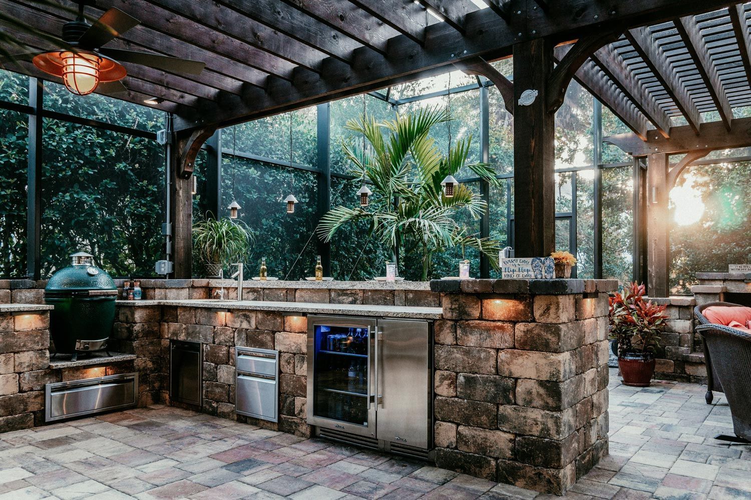 Outdoor Kitchen With True Refrigerator
