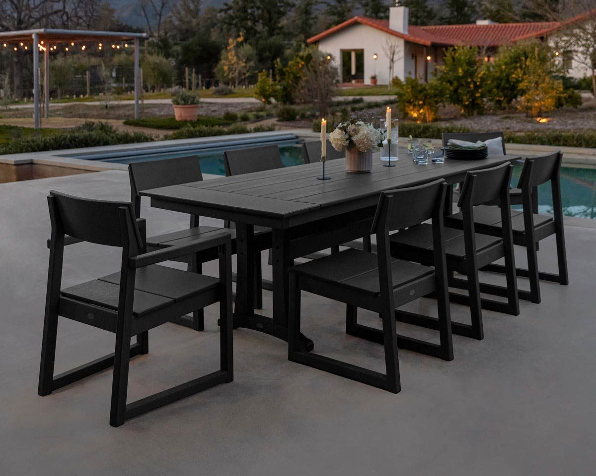 Polywood EDGE 9-Piece Farmhouse Dining Set With Trestle Legs