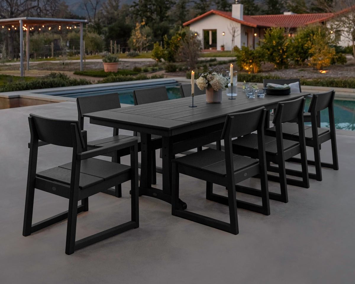 Polywood EDGE 9-Piece Farmhouse Dining Set With Trestle Legs
