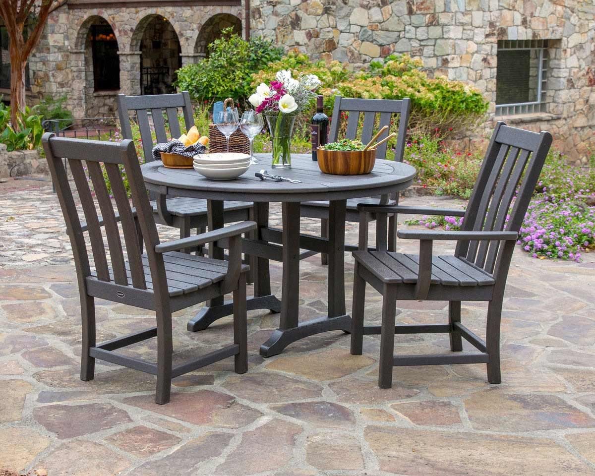 Polywood Vineyard 5-Piece Round Dining Set With Trestle Legs