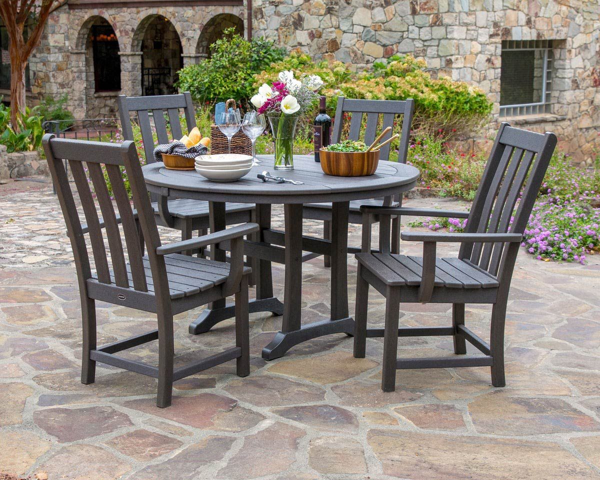 Polywood Vineyard 5-Piece Round Dining Set With Trestle Legs