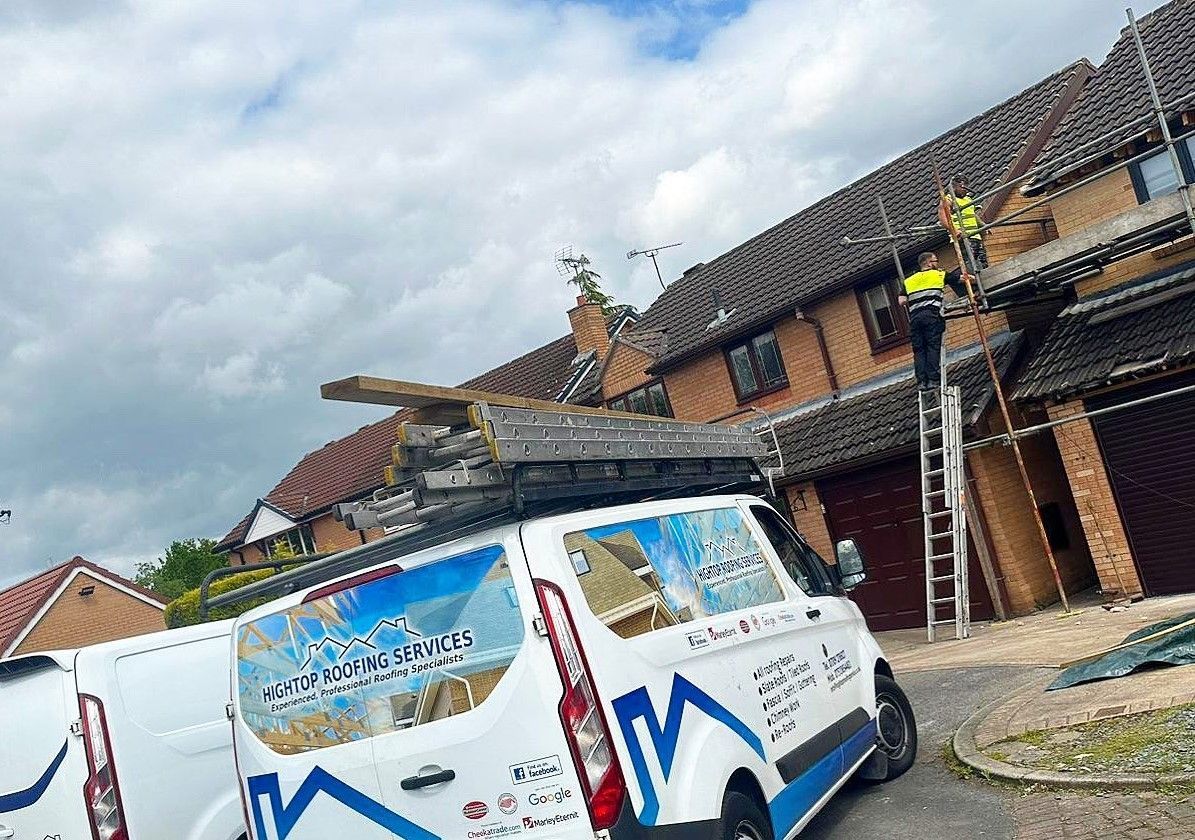 A picture of Hightop Roofers Glasgow carrying out a roof replacement