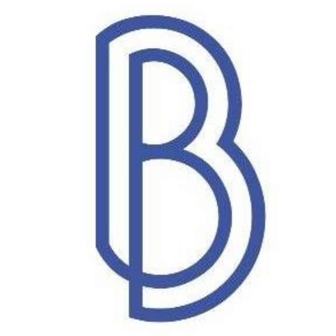 Blue, stylized letter