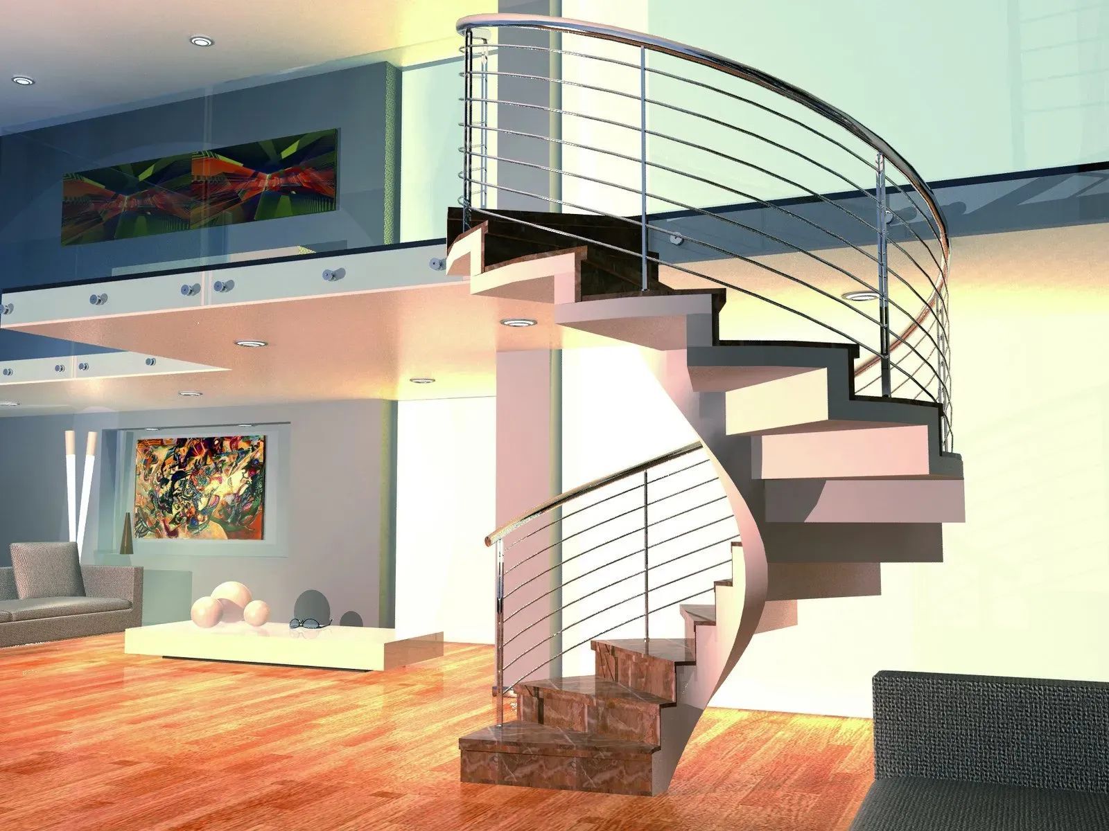 scala ellittica lazio in cemento in un soggiorno