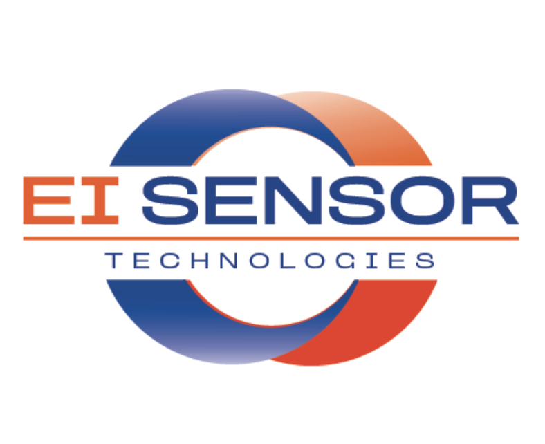 A blue and red logo for ei sensor technologies