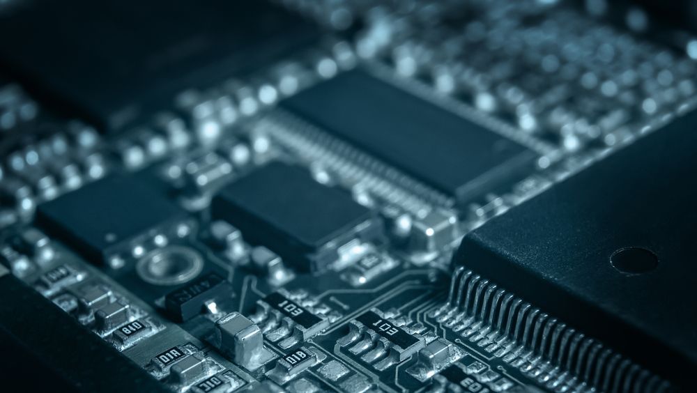 A circuit board with Surface Mount Technology (SMT).