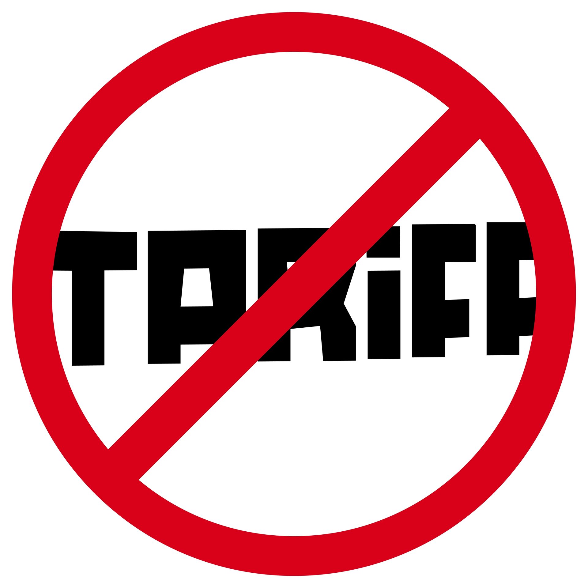 Yellow tape that says tariffs on it on a black background
