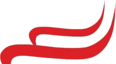 A red swirl on a white background.