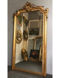 Large white Crested Louis Philippe mirror in two sizes