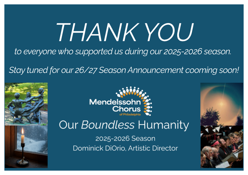 Our Boundless Humanity banner featuring photos representing the main concerts of the season.