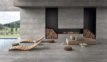 Piscina con sdraio di design