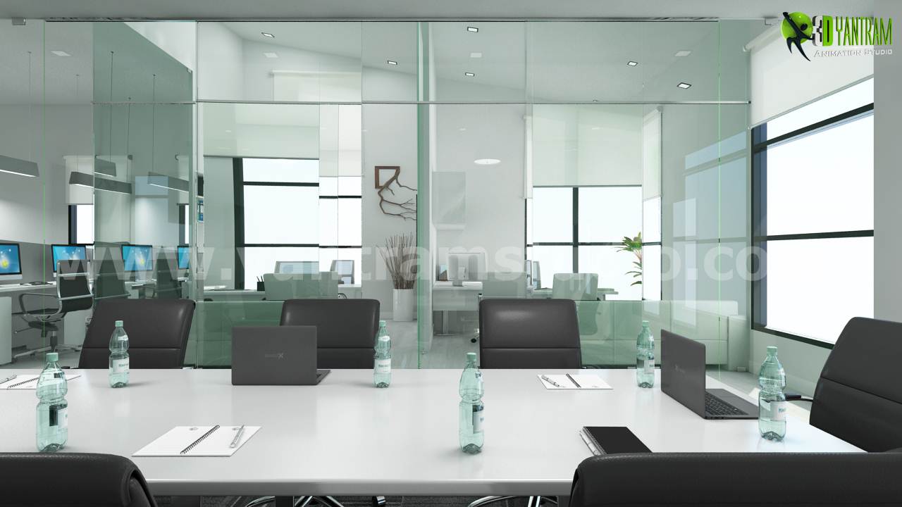 Commercial 3d interior rendering design Conference area