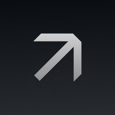 Silver arrow pointing up and to the right on a dark gray background.