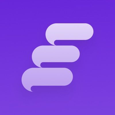 Three light purple connected chat bubbles on a purple background.