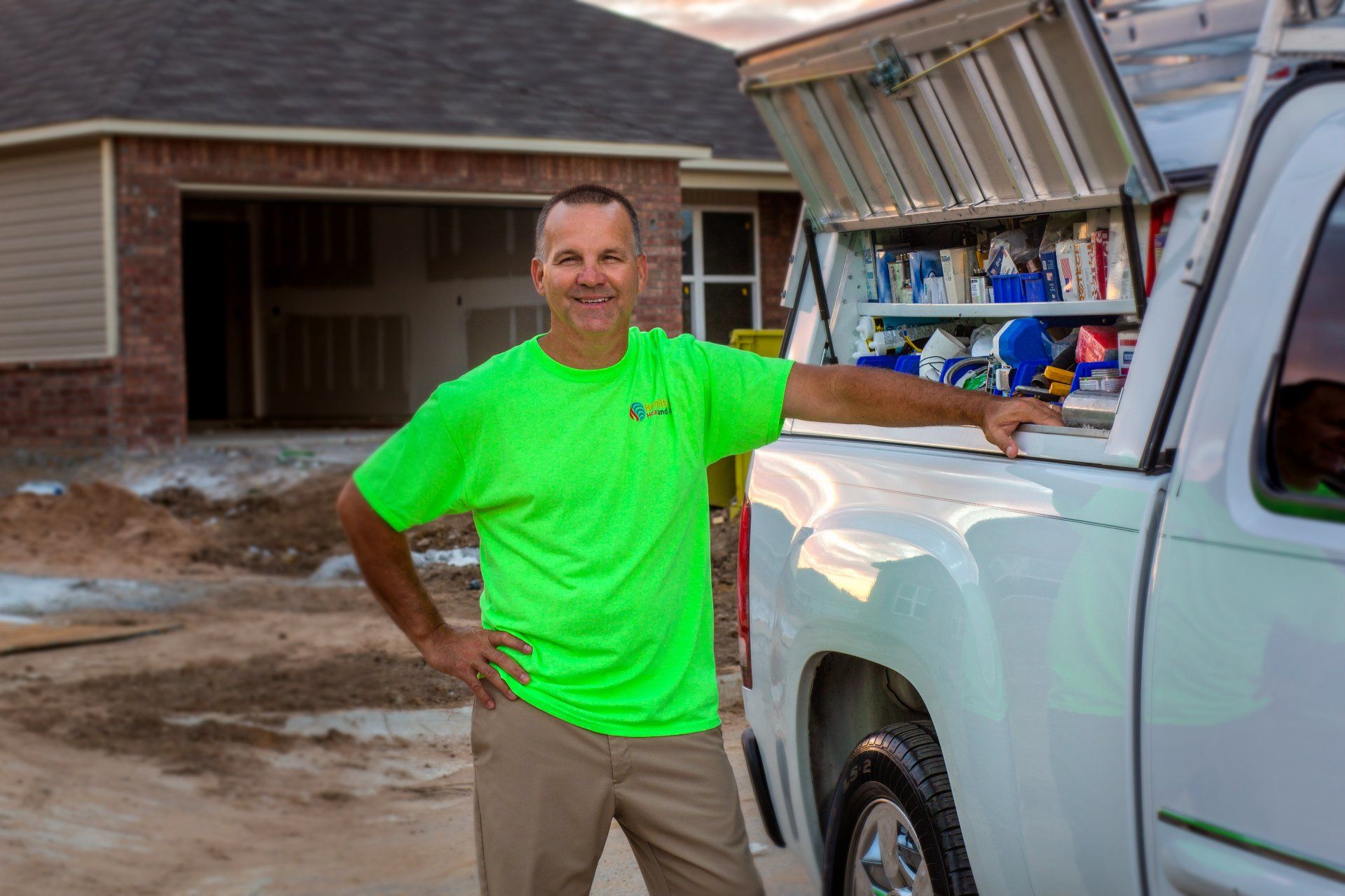 man standing by truck
