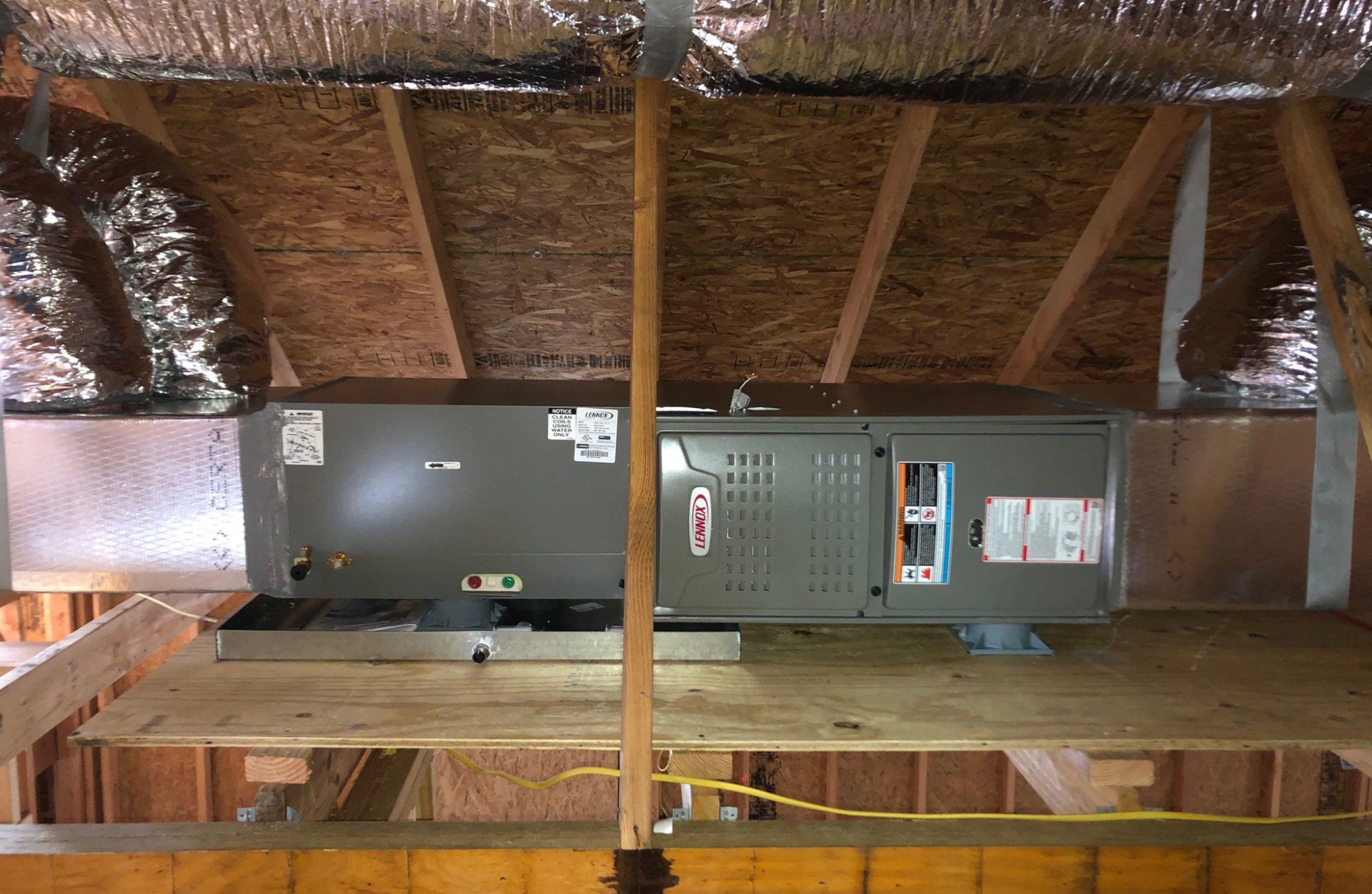 view of ac in attic