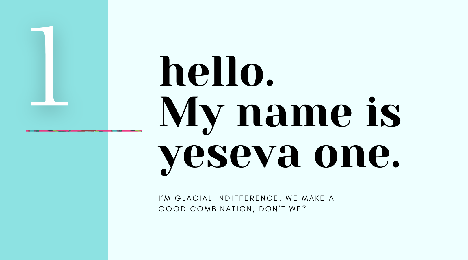 A blue and white sign that says hello my name is yeseva one