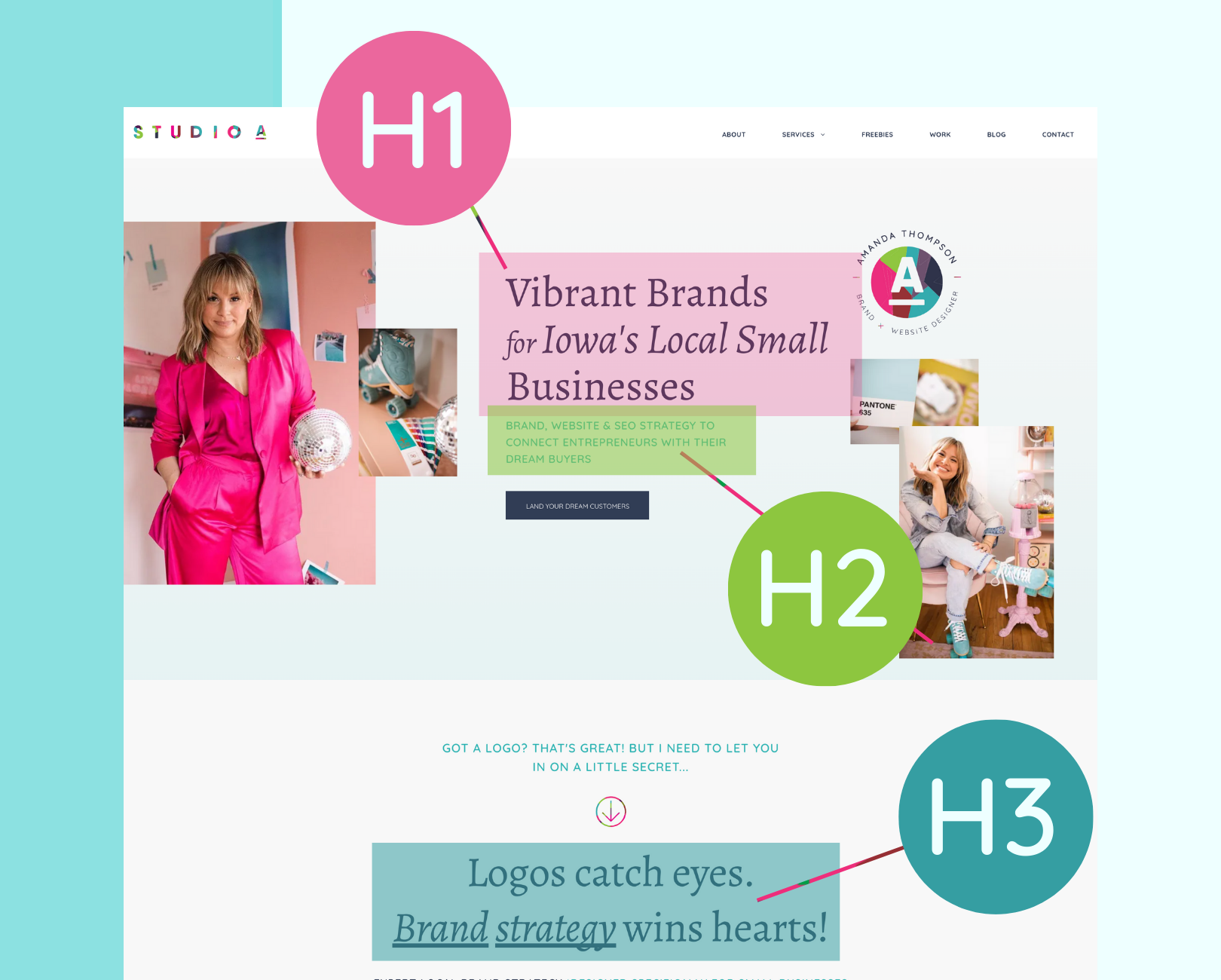 A website with a woman in a pink dress on it