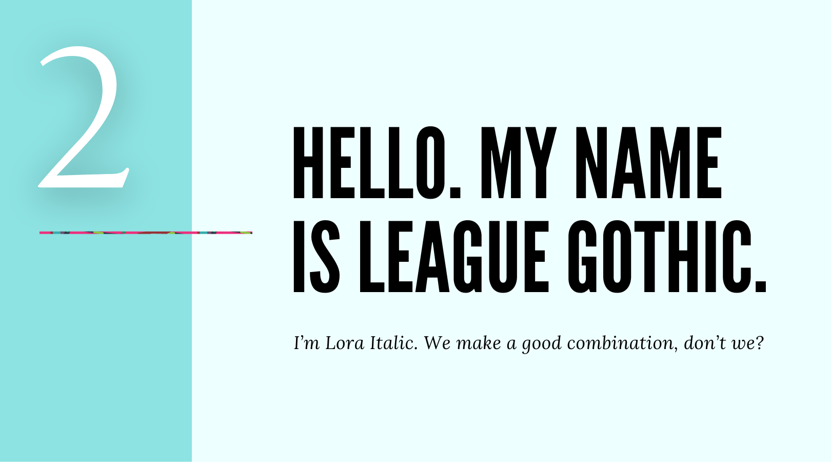 A blue and white sign that says hello my name is league gothic