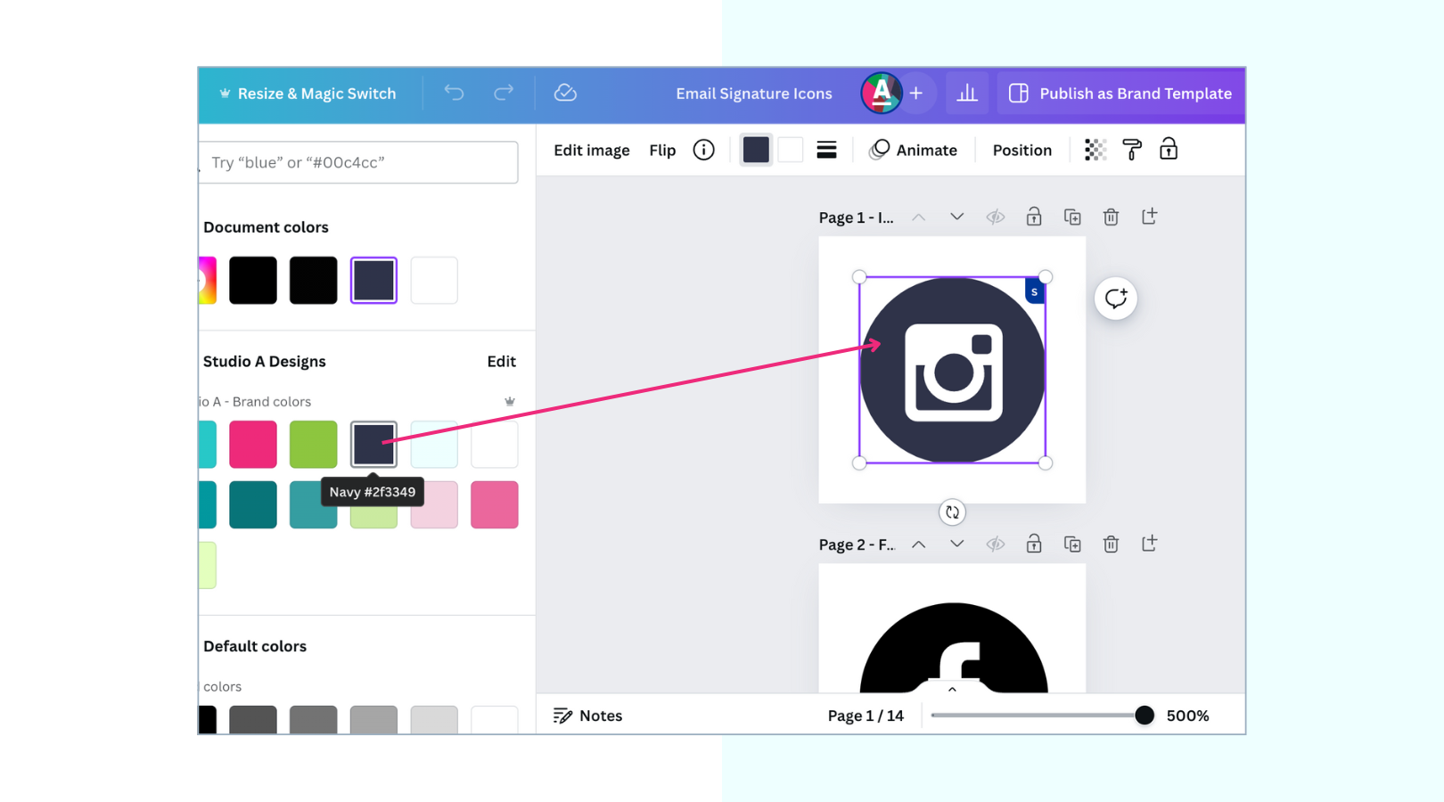 A screenshot of a computer screen showing a circle with an instagram logo in it.