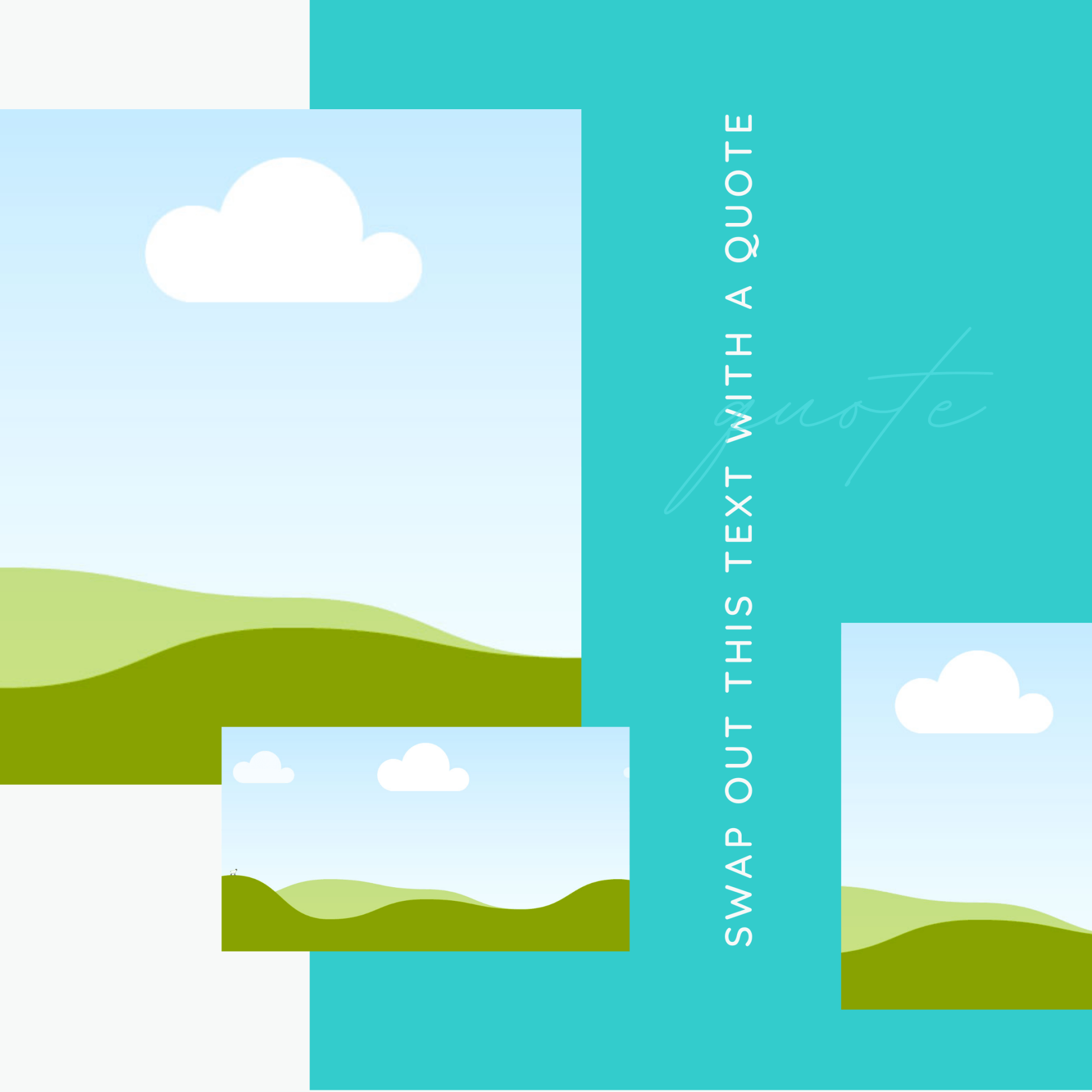 A blue background with a quote that says swap out this text with a quote