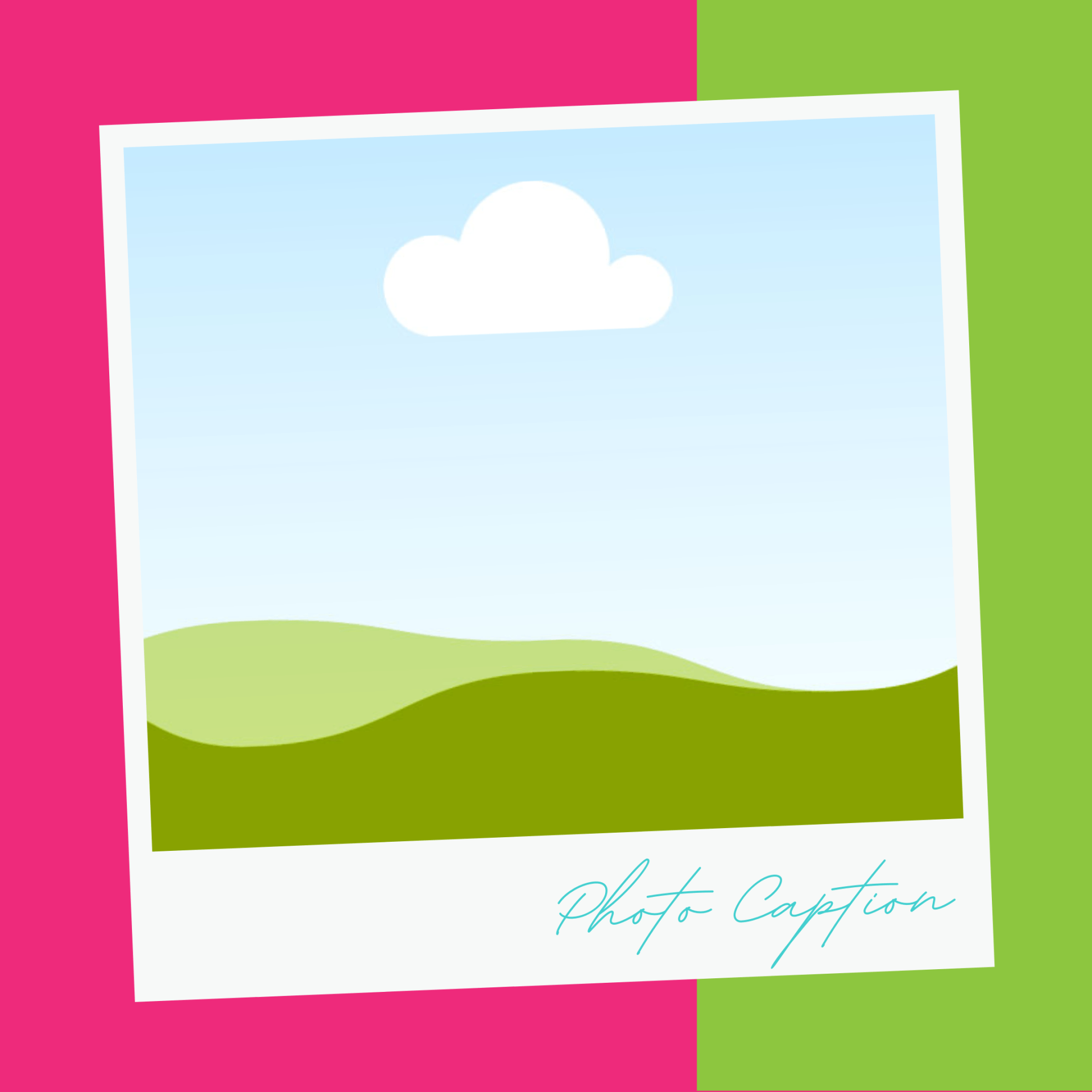 A picture of a landscape with a cloud and the words photo caption