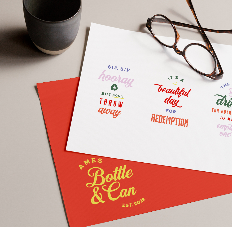 An envelope that says bottle and can on it