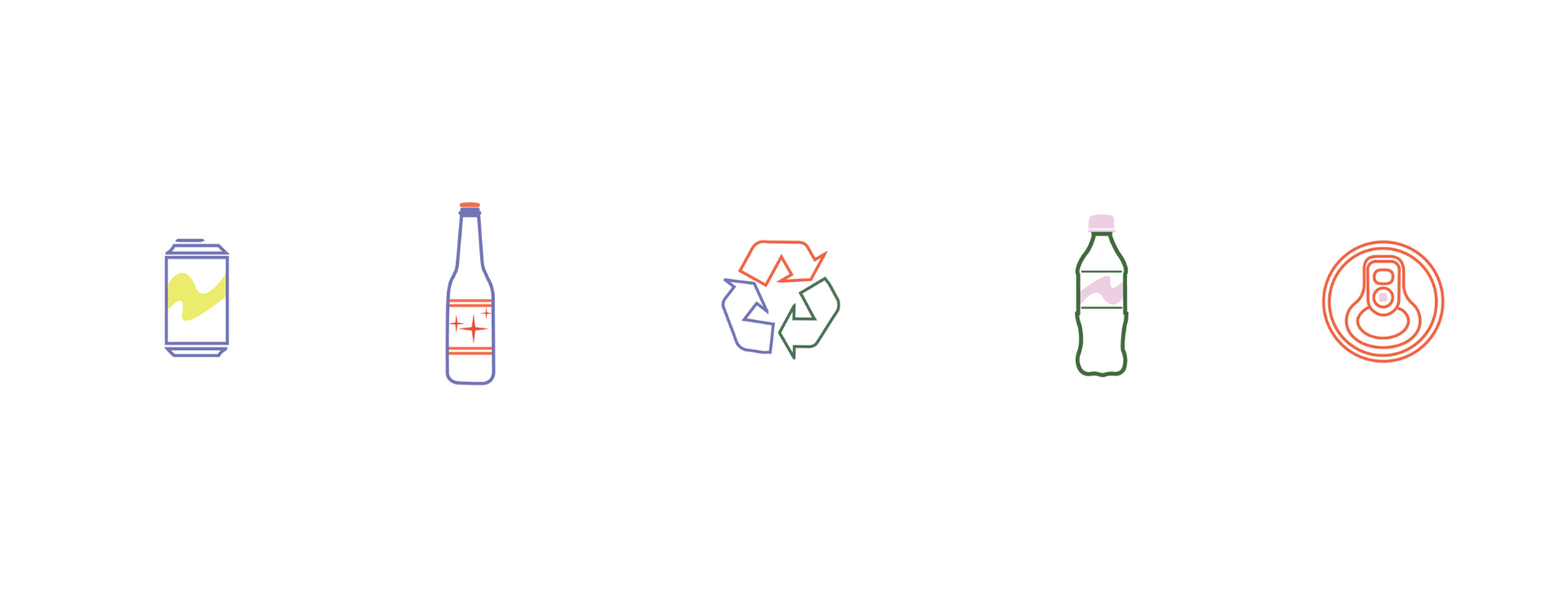 A set of recycling icons on a white background.