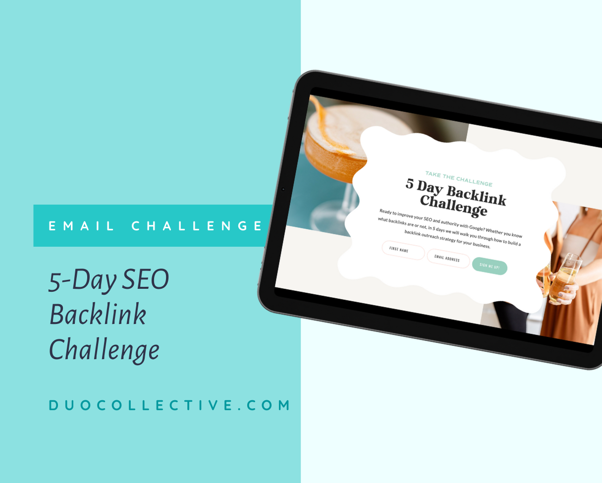 A tablet with a website on it that says 5 day seo backlink challenge