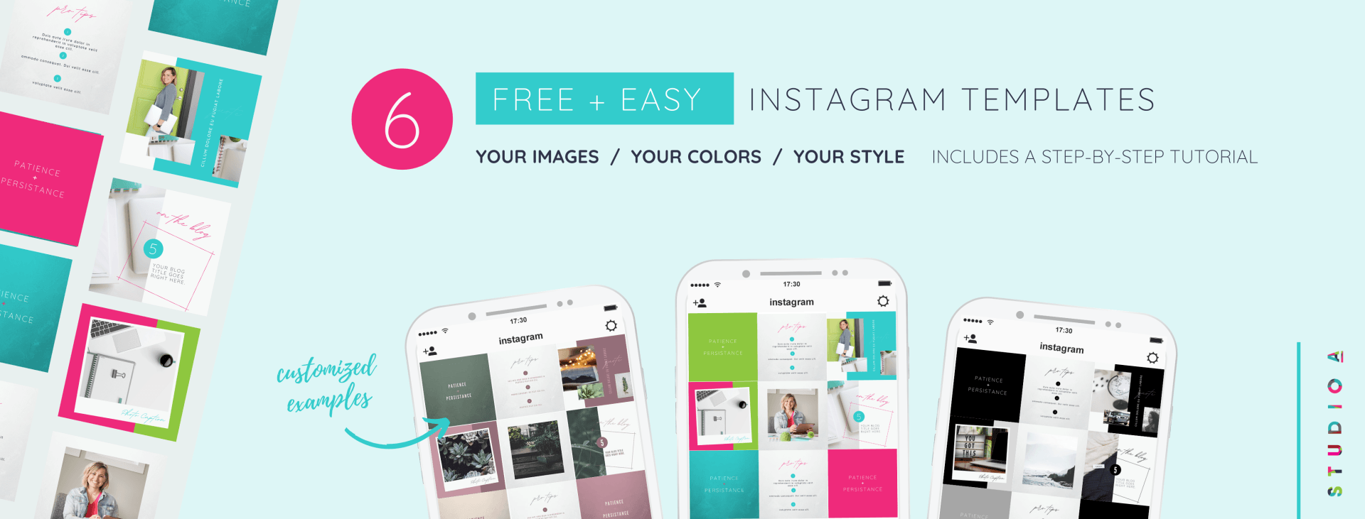 A screenshot of a website that says free easy instagram templates