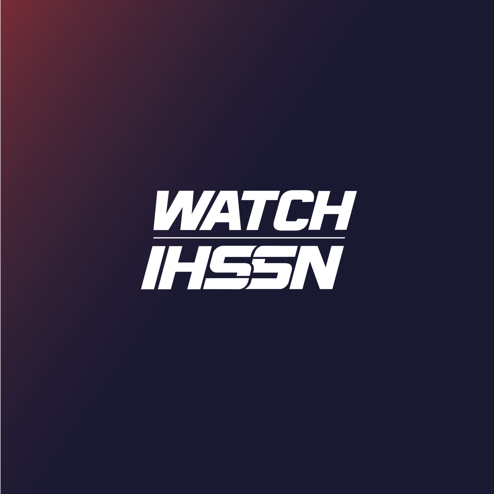 A logo for a company called watch ihssn on a dark blue background.