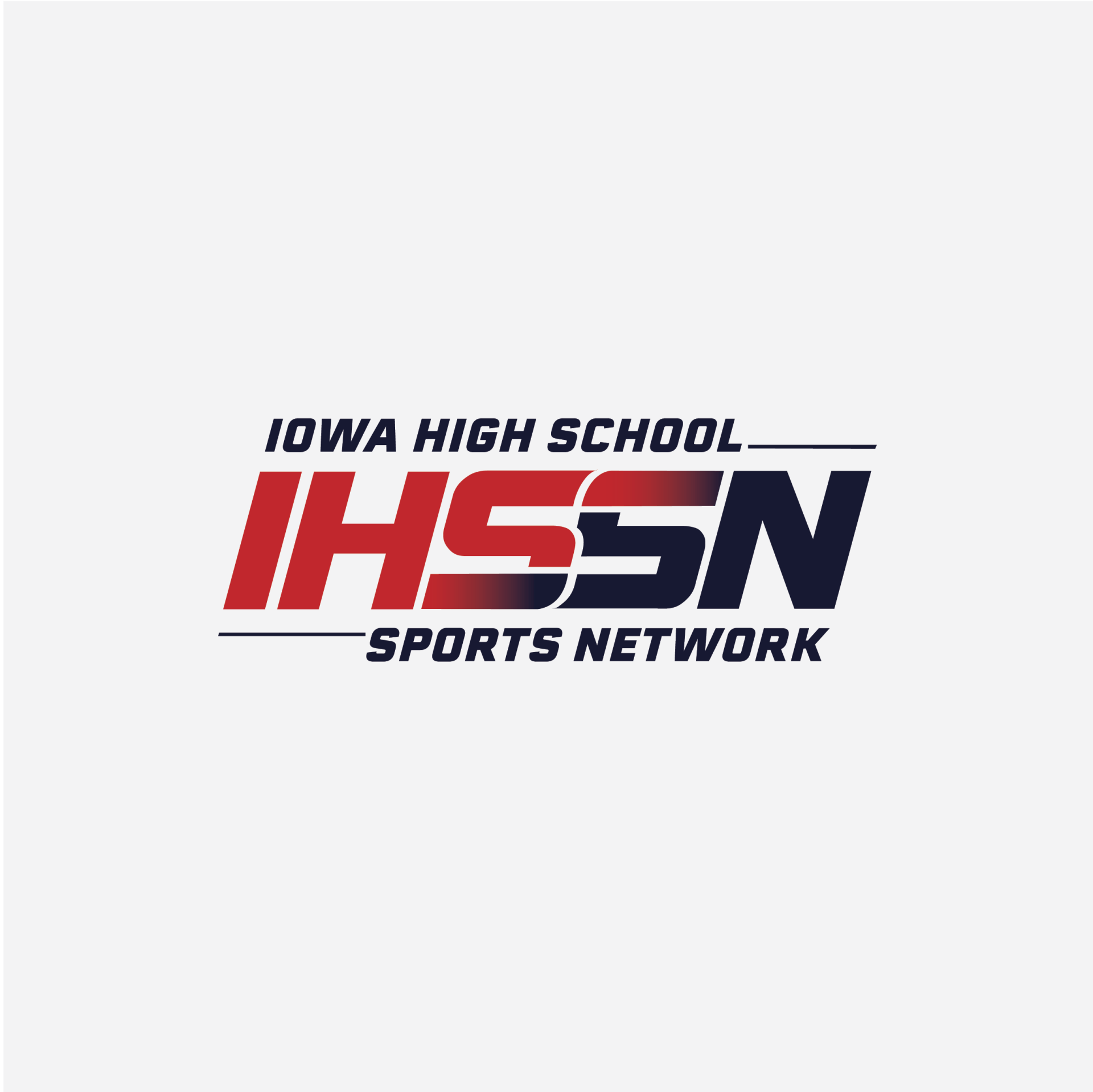 Iowa high school ihssn sports network logo on a white background.