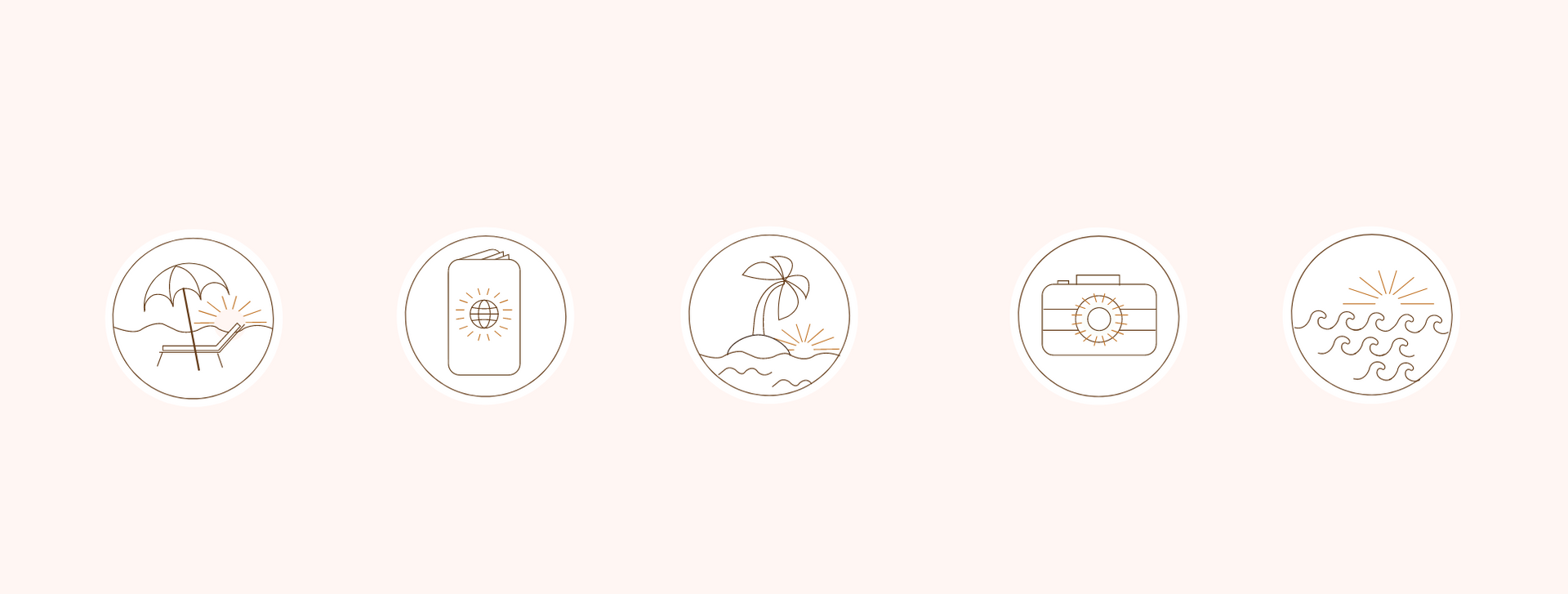 A set of icons on a pink background.