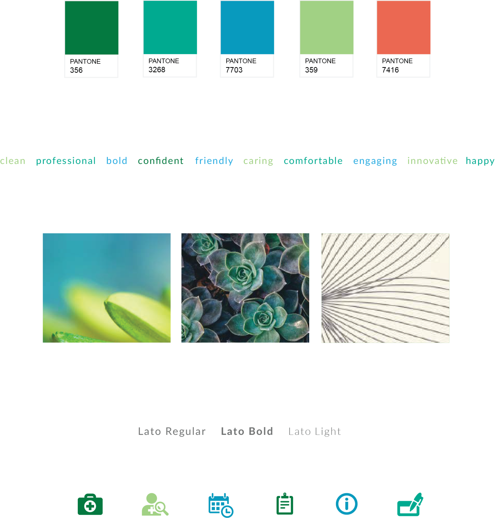 A website with a green blue and red color palette