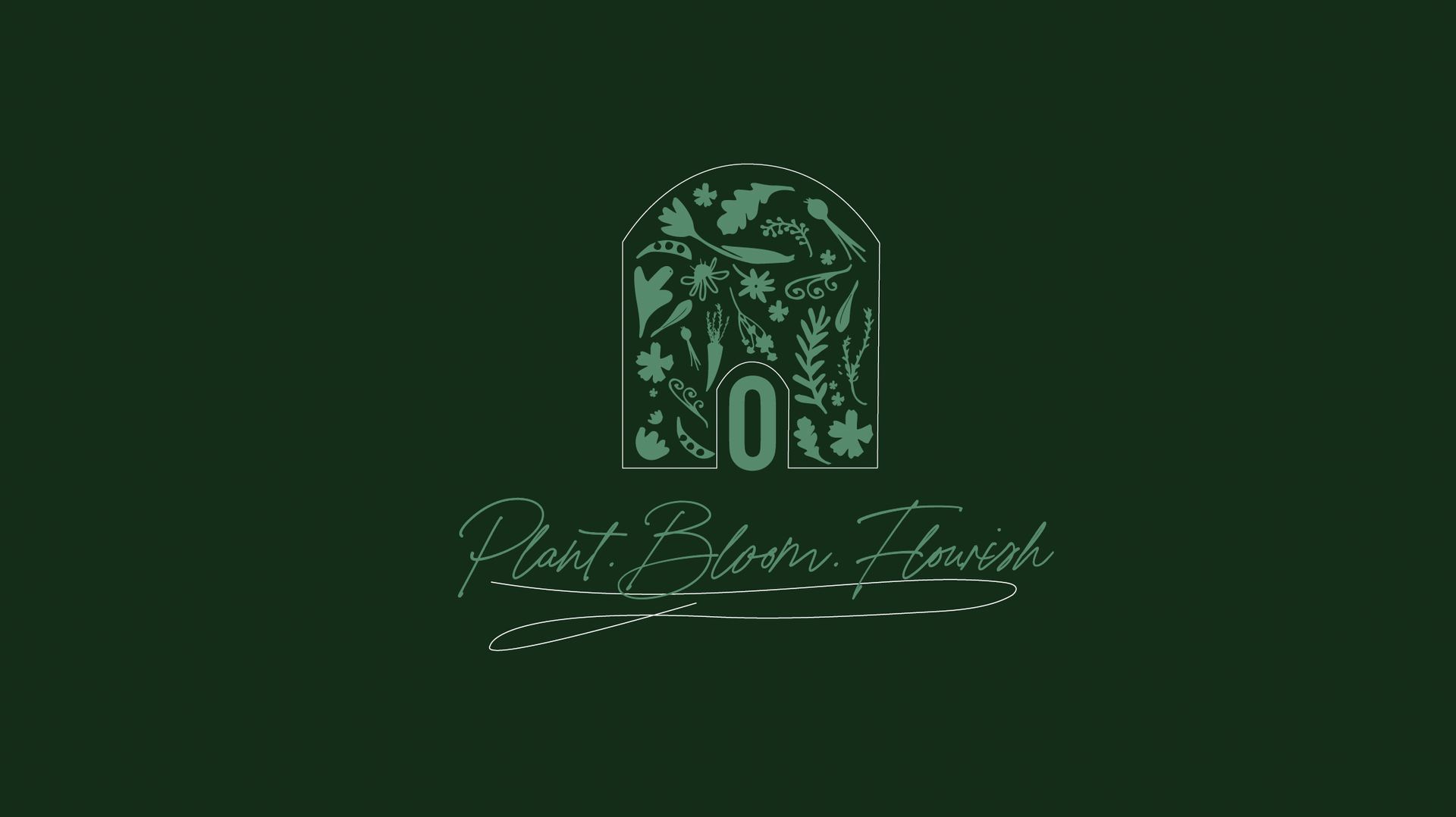 A logo for a company called plant bloom flowers on a green background.