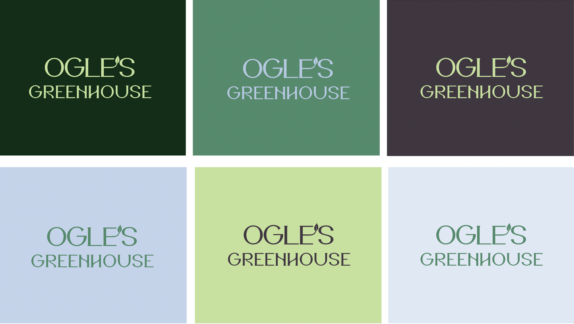 A collage of ogle 's greenhouse logos in different colors