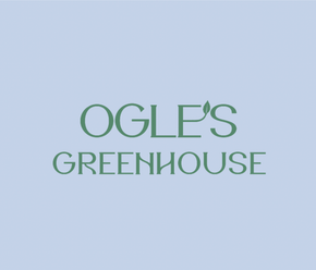 Ogle 's greenhouse logo on a light blue background