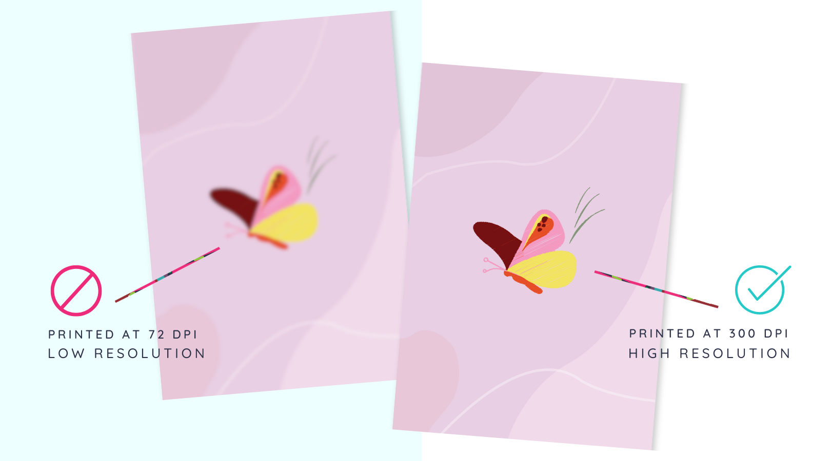 Two pink cards with a butterfly on them