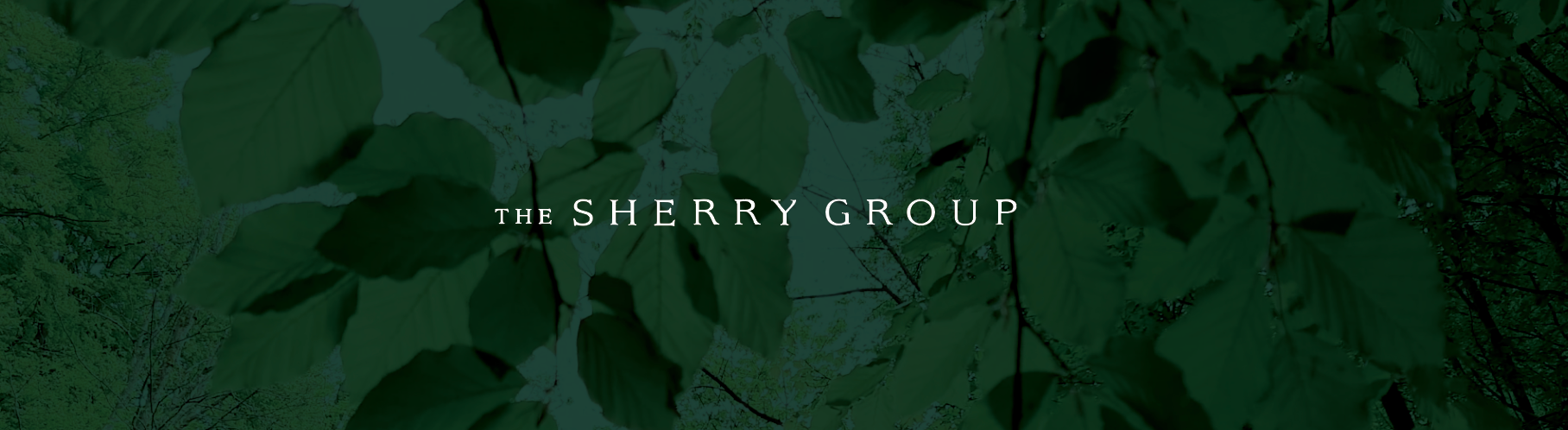 The sherry group logo is on a green background with leaves.