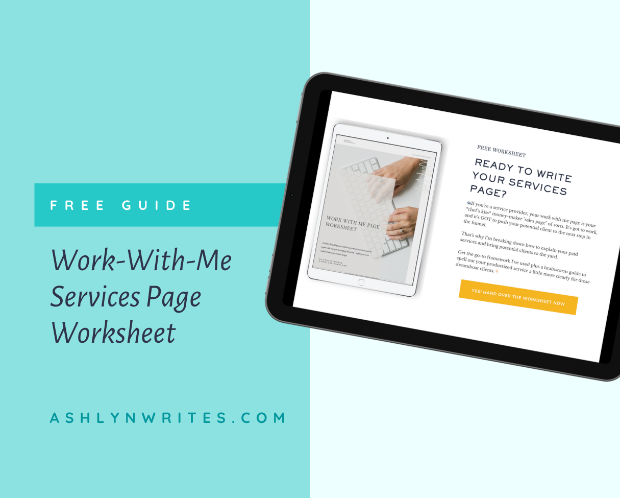 A tablet with a work-with-me services page worksheet on it