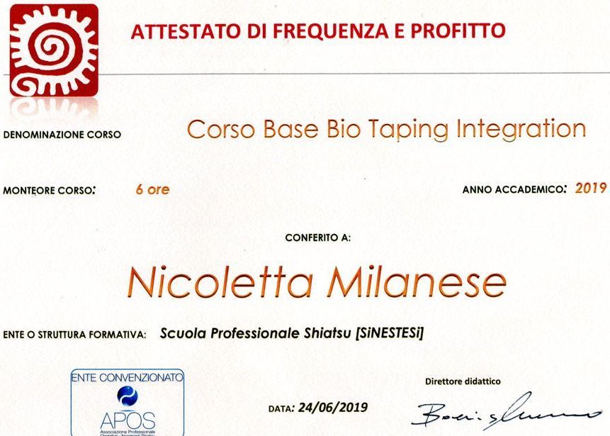 attestato Nicoletta Milanese