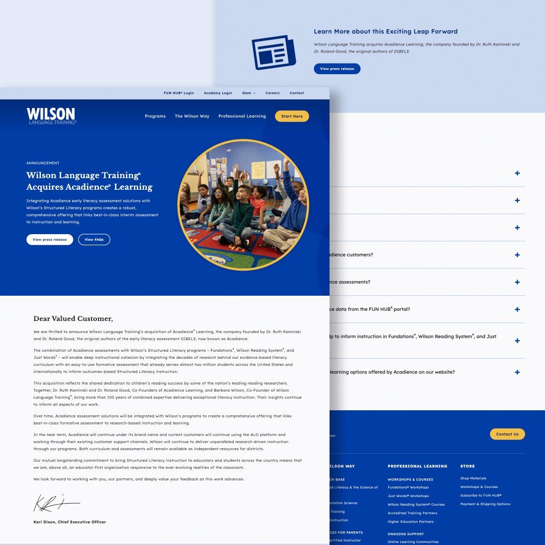 Wilson Language Training Landing Page Mockup