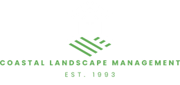 The logo for coastal landscape management is green and white.