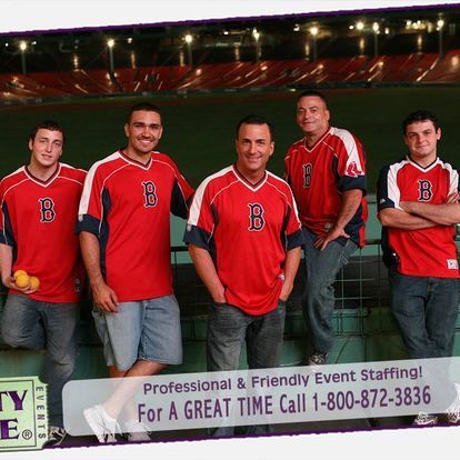A group of men wearing red jerseys with the letter b on them