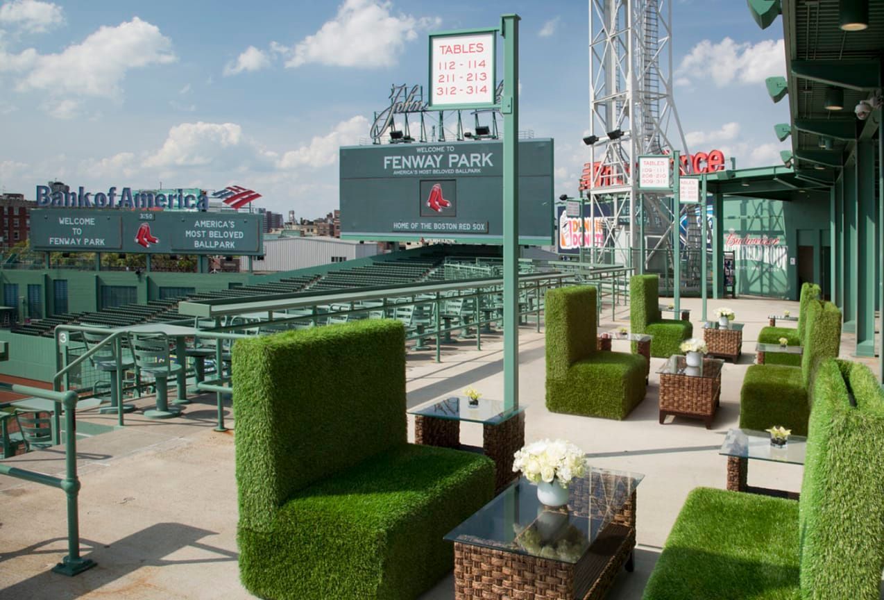 A stadium with a sign that says fenway park