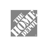 The home depot logo is gray and white on a white background.